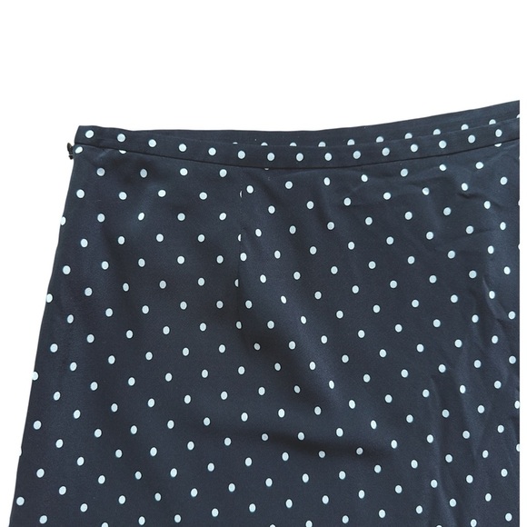 ANN TAYLOR NWOT SILK BLACK & WHITE POLKA DOT RUFFLE HEM SKIRT | LINED SIZE: 14 - Picture 3 of 8